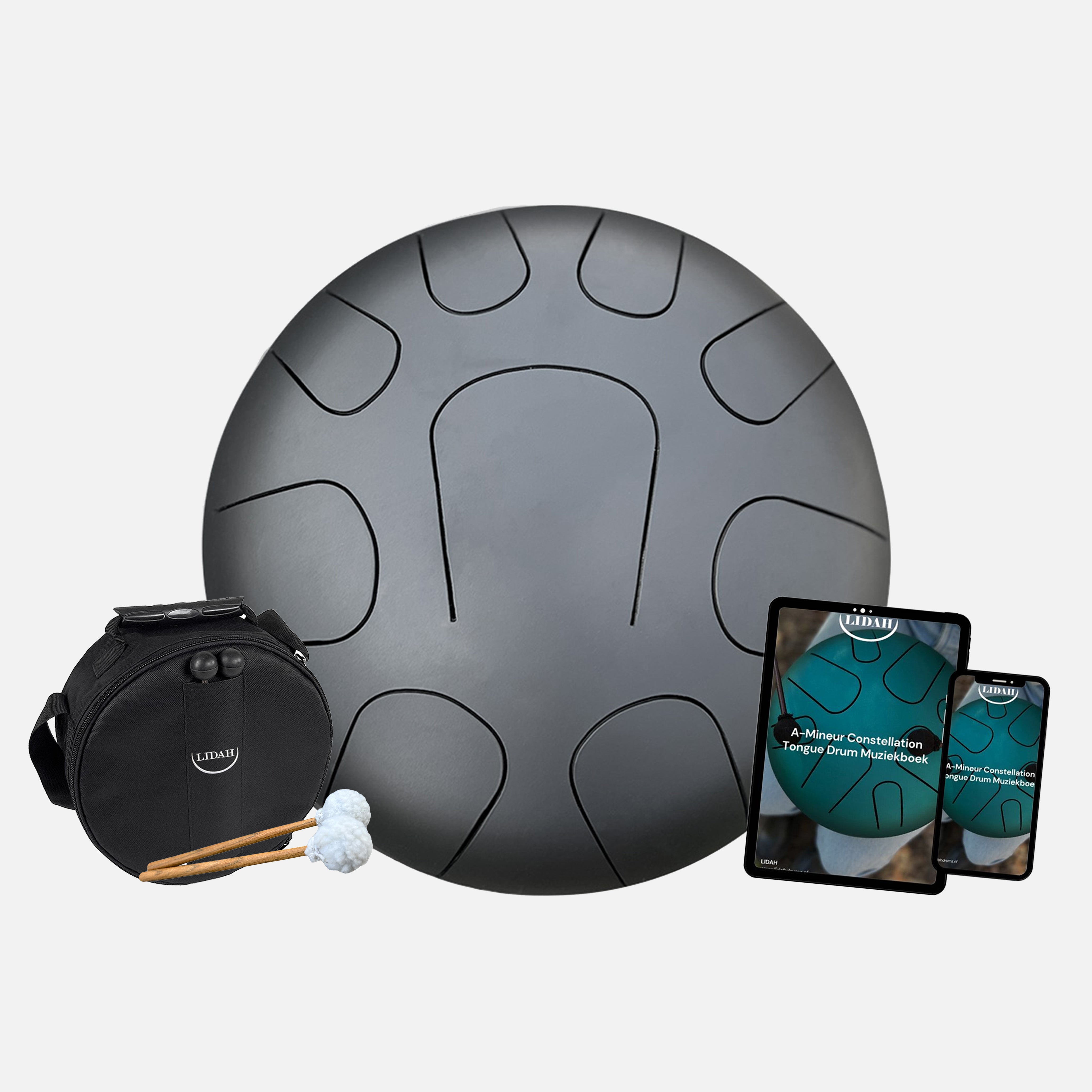 LIDAH® Steel Tongue Drum 9 Tonen Constellation Bundel Aanbieding