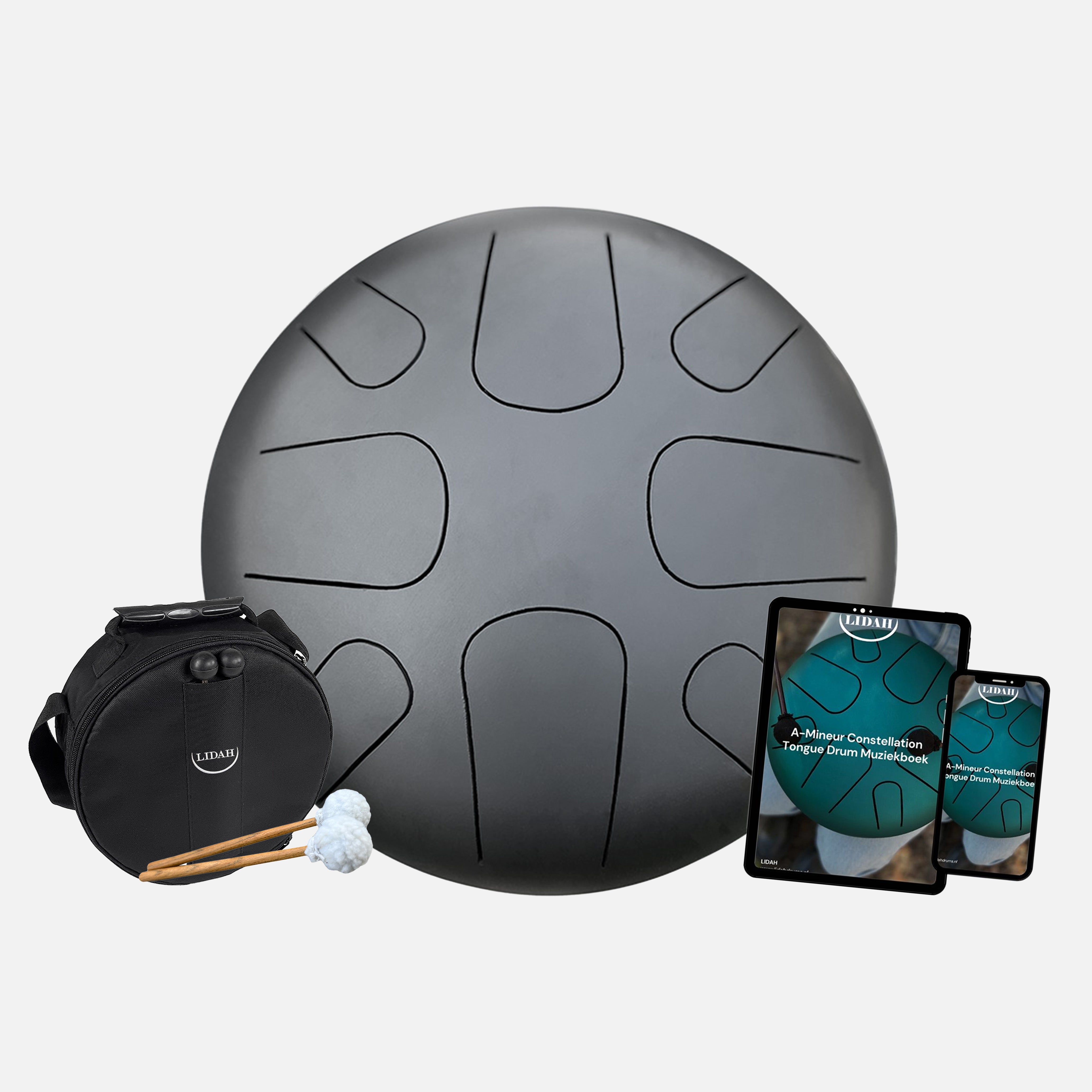 LIDAH® Steel Tongue Drum Bundel Aanbieding Zwart
