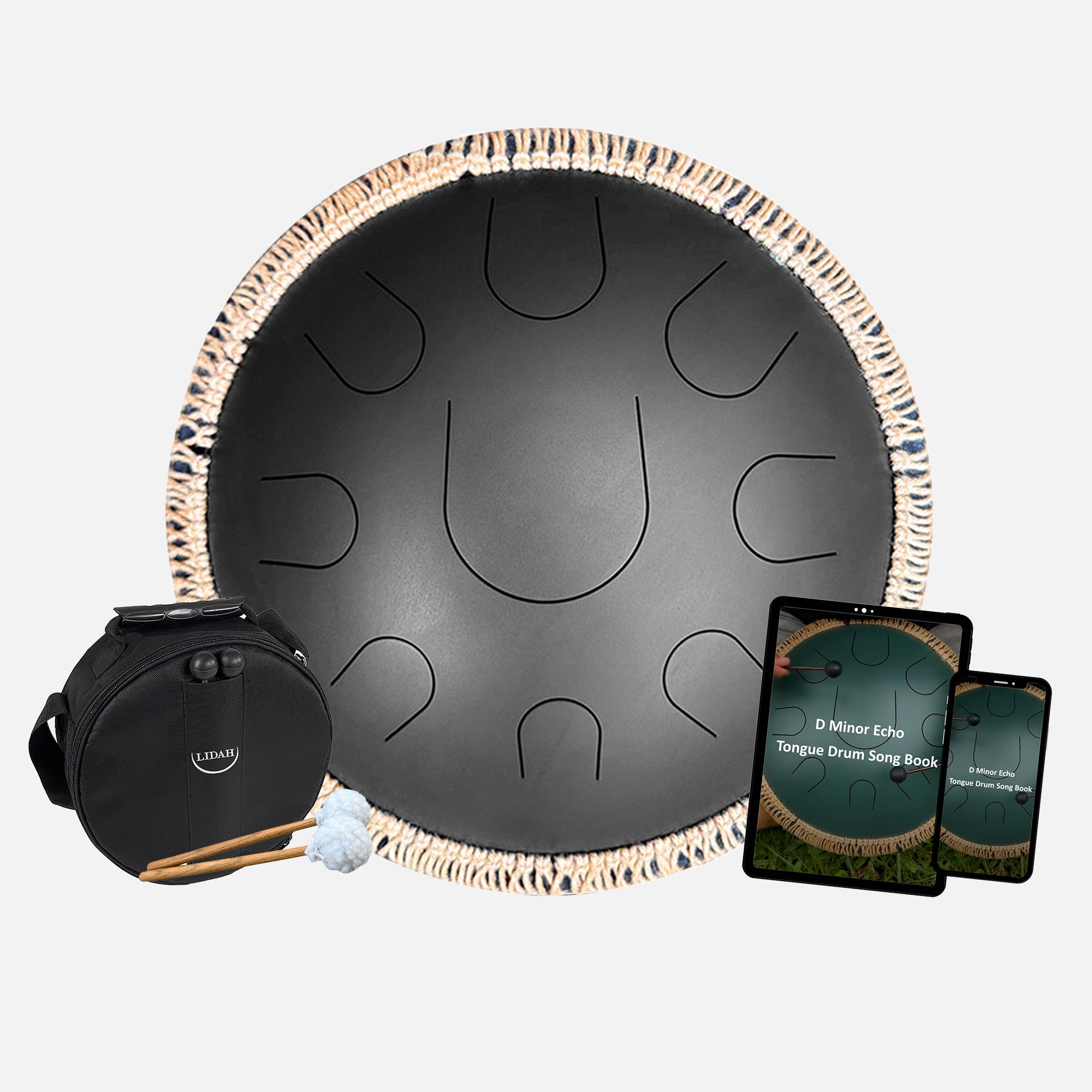 LIDAH® Steel Tongue Drum Echo Series Bundel Zwart