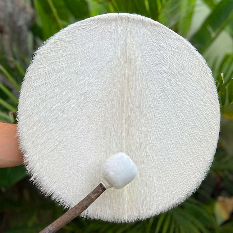 Muzikant speelt Sjamanendrum tijdens Sound Healing ceremonie