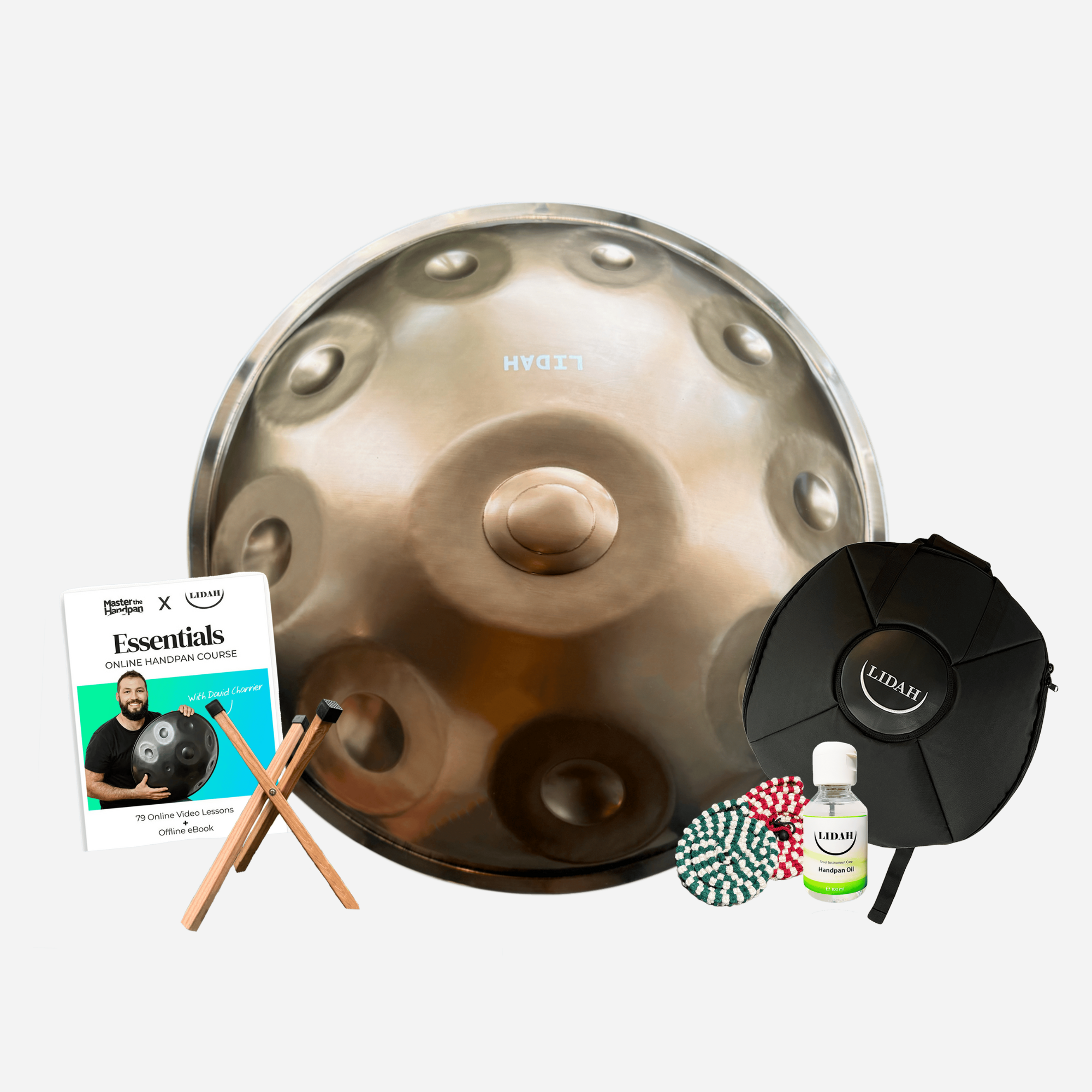 Gepolijste Stainless Handpan die licht en vakmanschap weerspiegelt